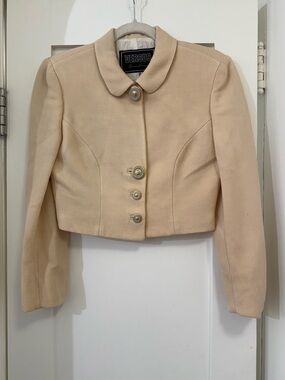 Vintage Versace Cropped Cream Button Blazer
